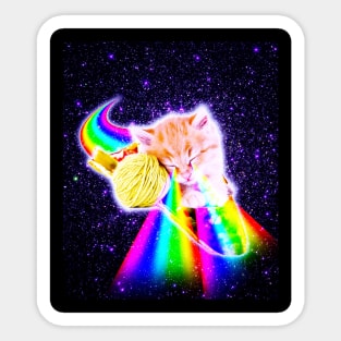 Rainbow Laser Eyes Galaxy Cat Riding Taco Sticker